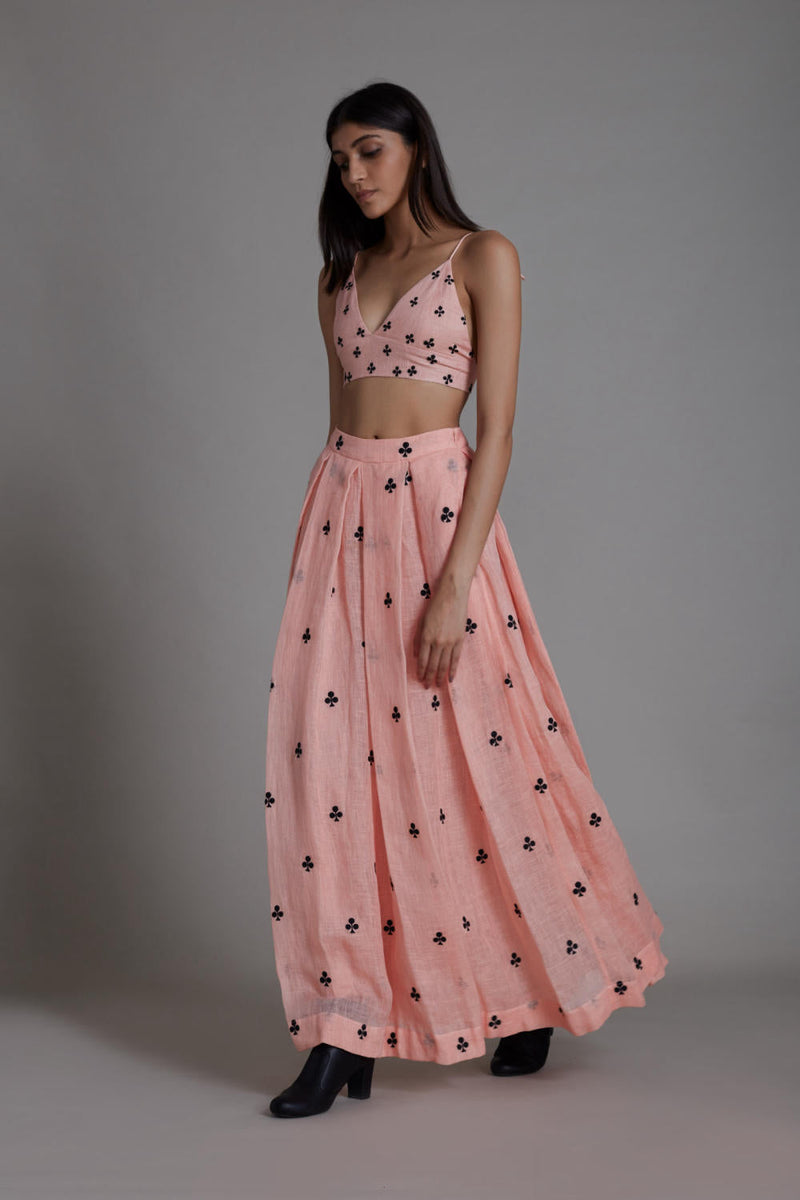 MATI CLUB LEHENGA SET-PINK linen by Mati for women in Singapore