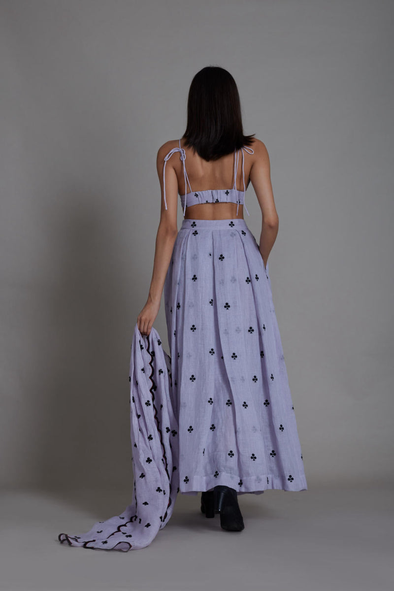 MATI CLUBS COUNTER LEHENGA SET-LAVENDER linen Lehenga Set by Mati for women in Singapore