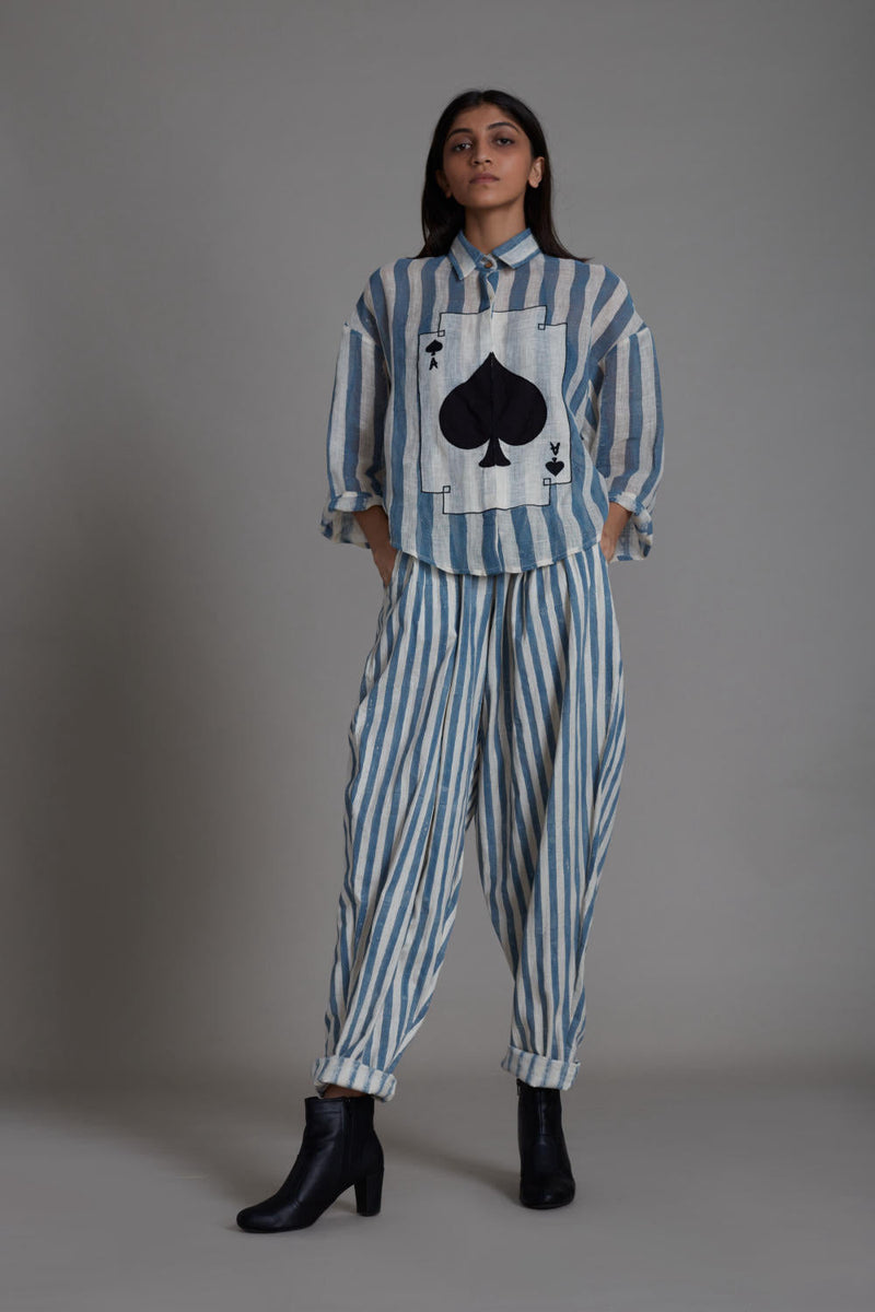 MATI IKKA BALLOON PANTS-BLUE STRIPE Bottoms by Mati for women in Singapore