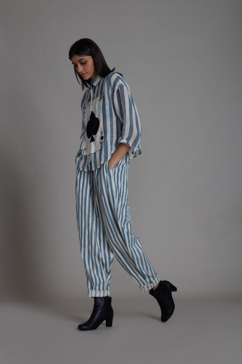 MATI IKKA BALLOON PANTS-BLUE STRIPE Bottoms by Mati for women in Singapore