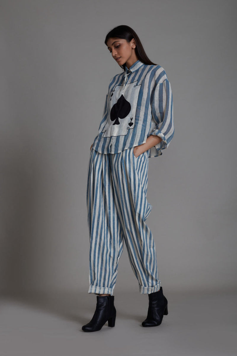 MATI IKKA BALLOON PANTS-BLUE STRIPE Bottoms by Mati for women in Singapore