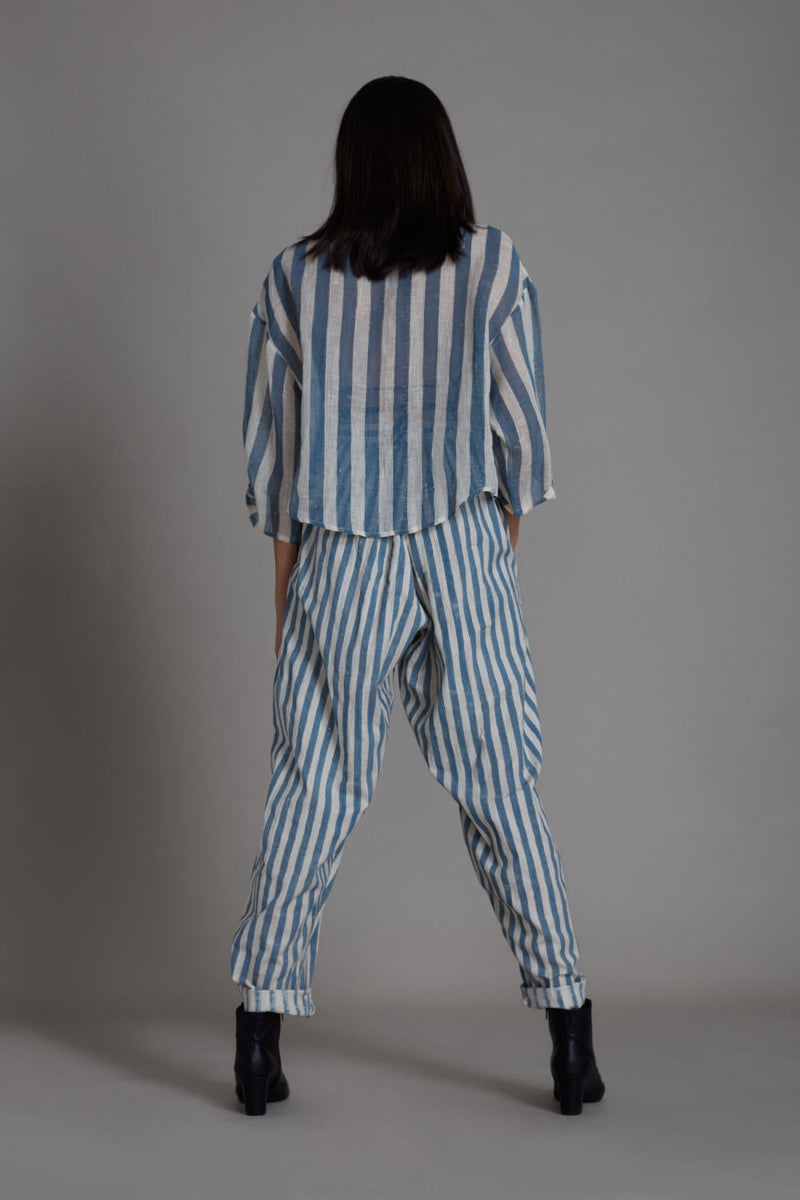 MATI IKKA BALLOON PANTS-BLUE STRIPE Bottoms by Mati for women in Singapore