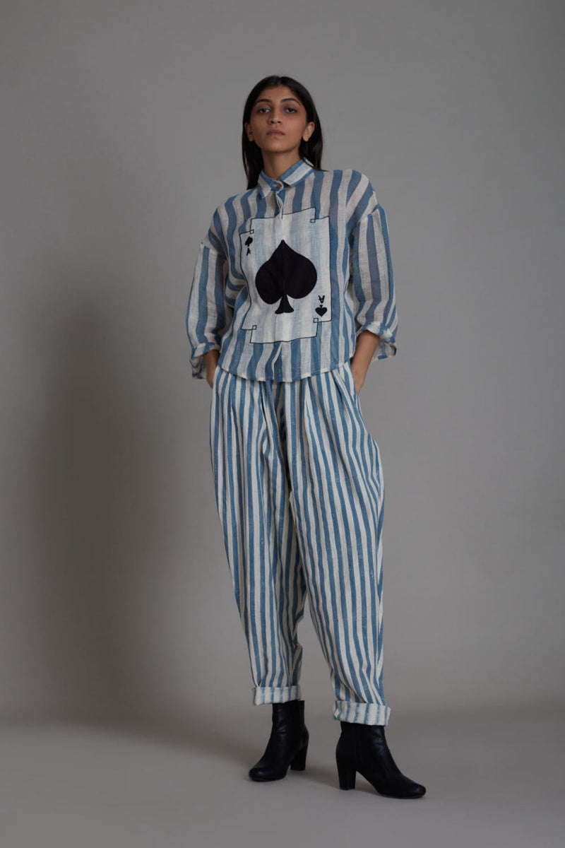 MATI IKKA BALLOON PANTS-BLUE STRIPE Bottoms by Mati for women in Singapore