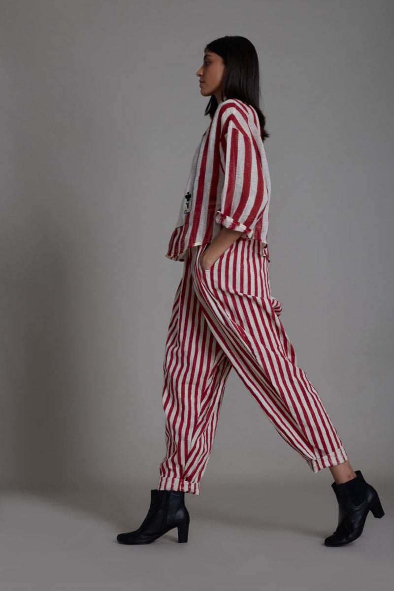 MATI IKKA BALLOON PANTS-RED STRIPE Bottoms by Mati for women in Singapore