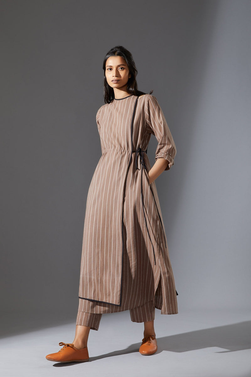 MATI OVERLAP TUNIC- AW BEIGE Top & Tunics by Mati for women in Singapore