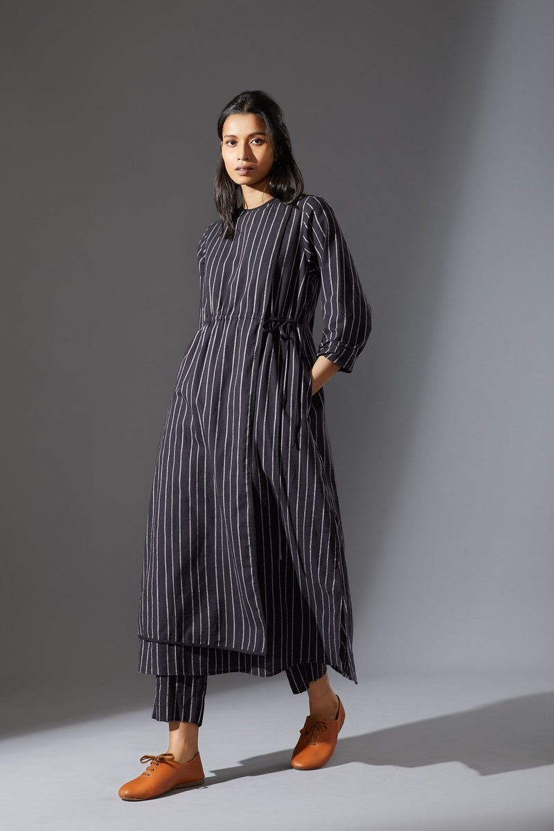 MATI OVERLAP TUNIC- AW BLACK Top & Tunics by Mati in black color for women in Singapore