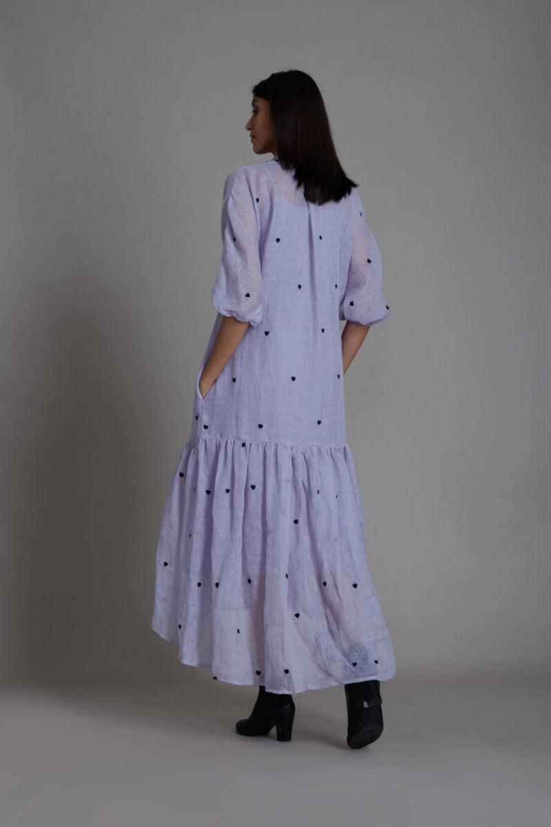 MATI QUEEN OF HEART DRESS-LAVENDER linen by Mati for women in Singapore