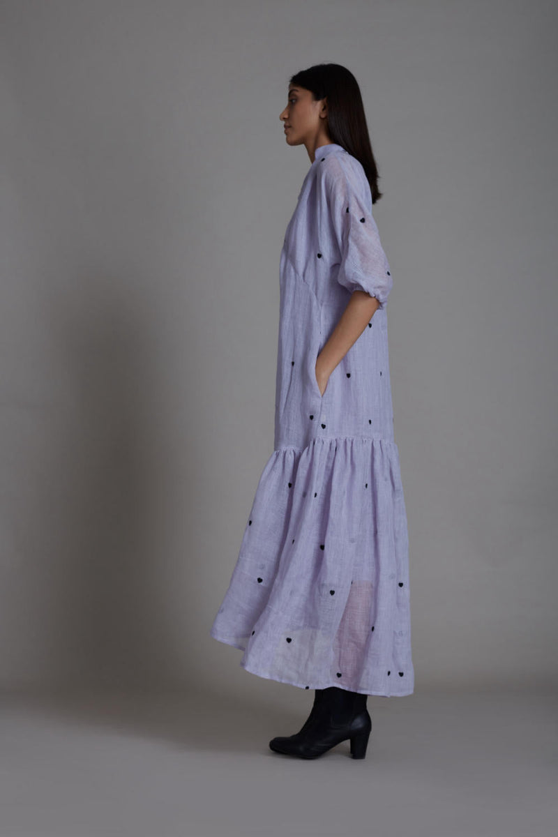 MATI QUEEN OF HEART DRESS-LAVENDER linen by Mati for women in Singapore