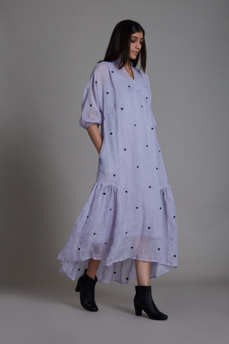 MATI QUEEN OF HEART DRESS-LAVENDER linen by Mati for women in Singapore