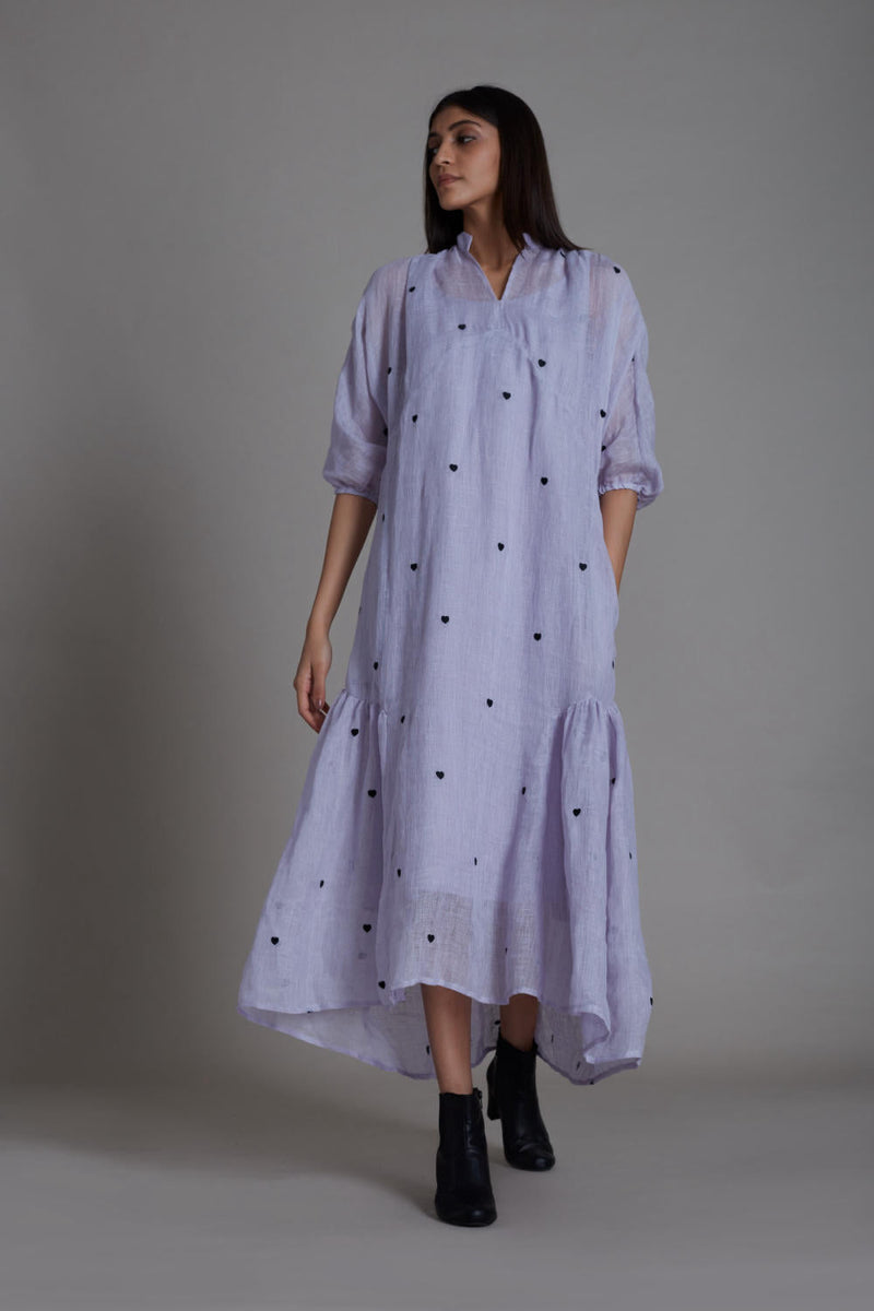 MATI QUEEN OF HEART DRESS-LAVENDER linen by Mati for women in Singapore