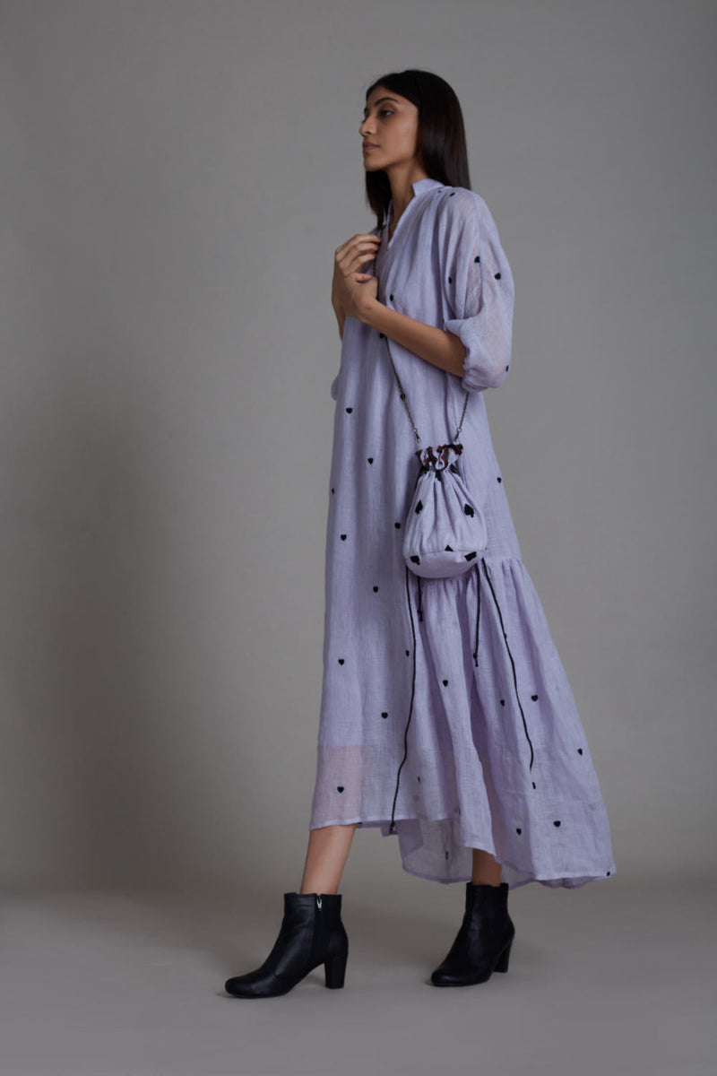 MATI QUEEN OF HEART DRESS-LAVENDER linen by Mati for women in Singapore
