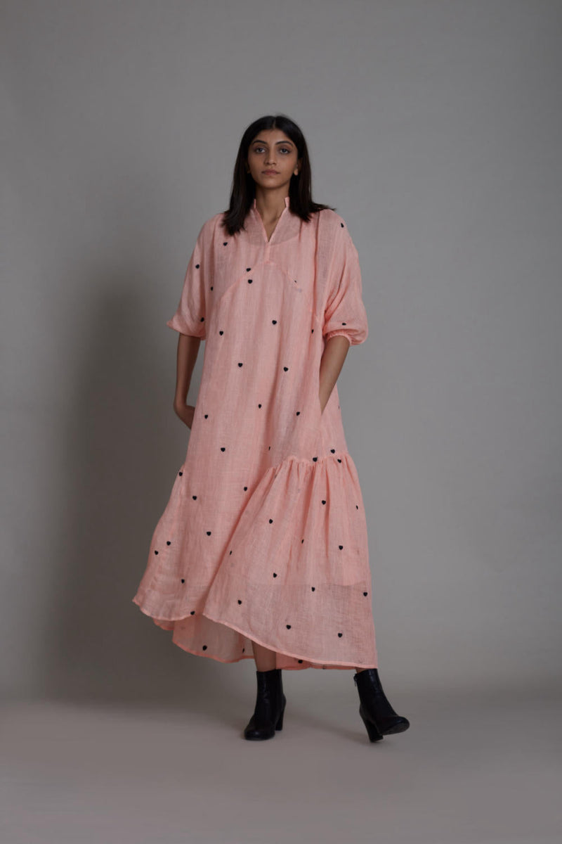 MATI QUEEN OF HEART DRESS-PINK linen by Mati for women in Singapore