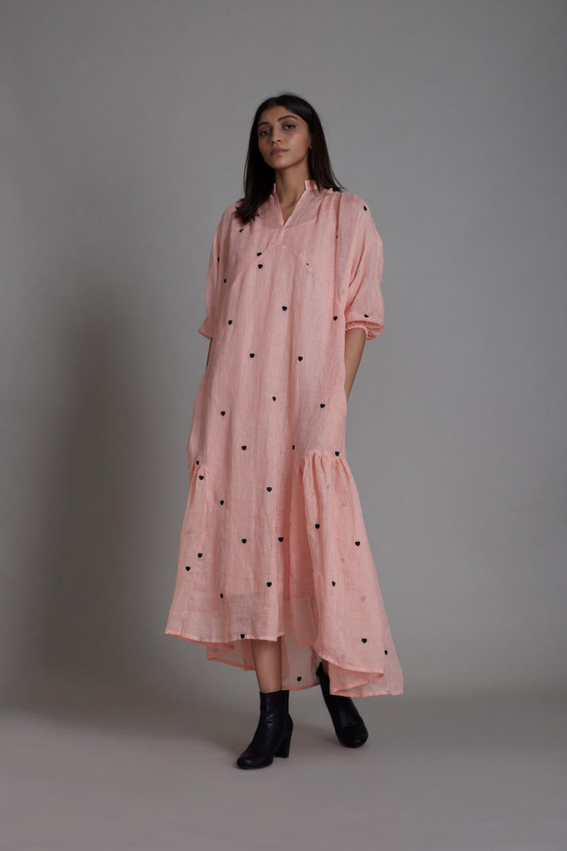 MATI QUEEN OF HEART DRESS-PINK linen by Mati for women in Singapore