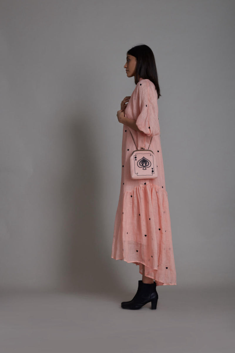 MATI QUEEN OF HEART DRESS-PINK linen by Mati for women in Singapore