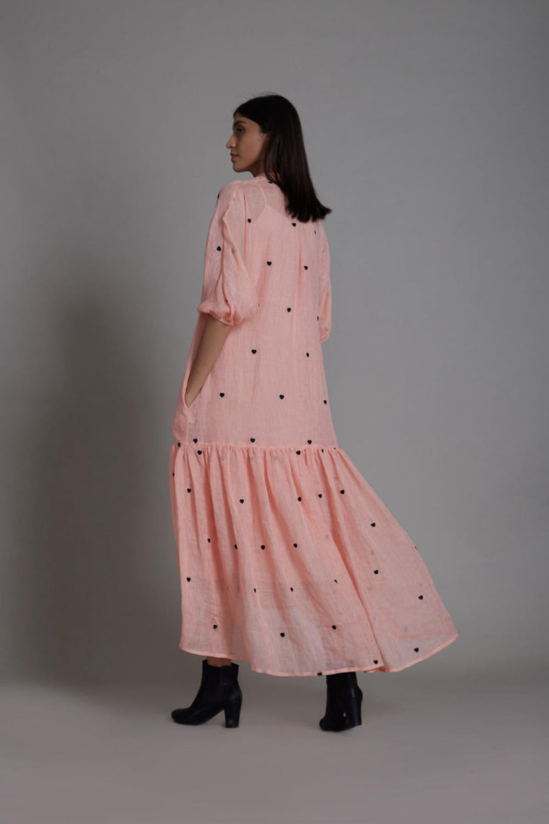 MATI QUEEN OF HEART DRESS-PINK linen by Mati for women in Singapore