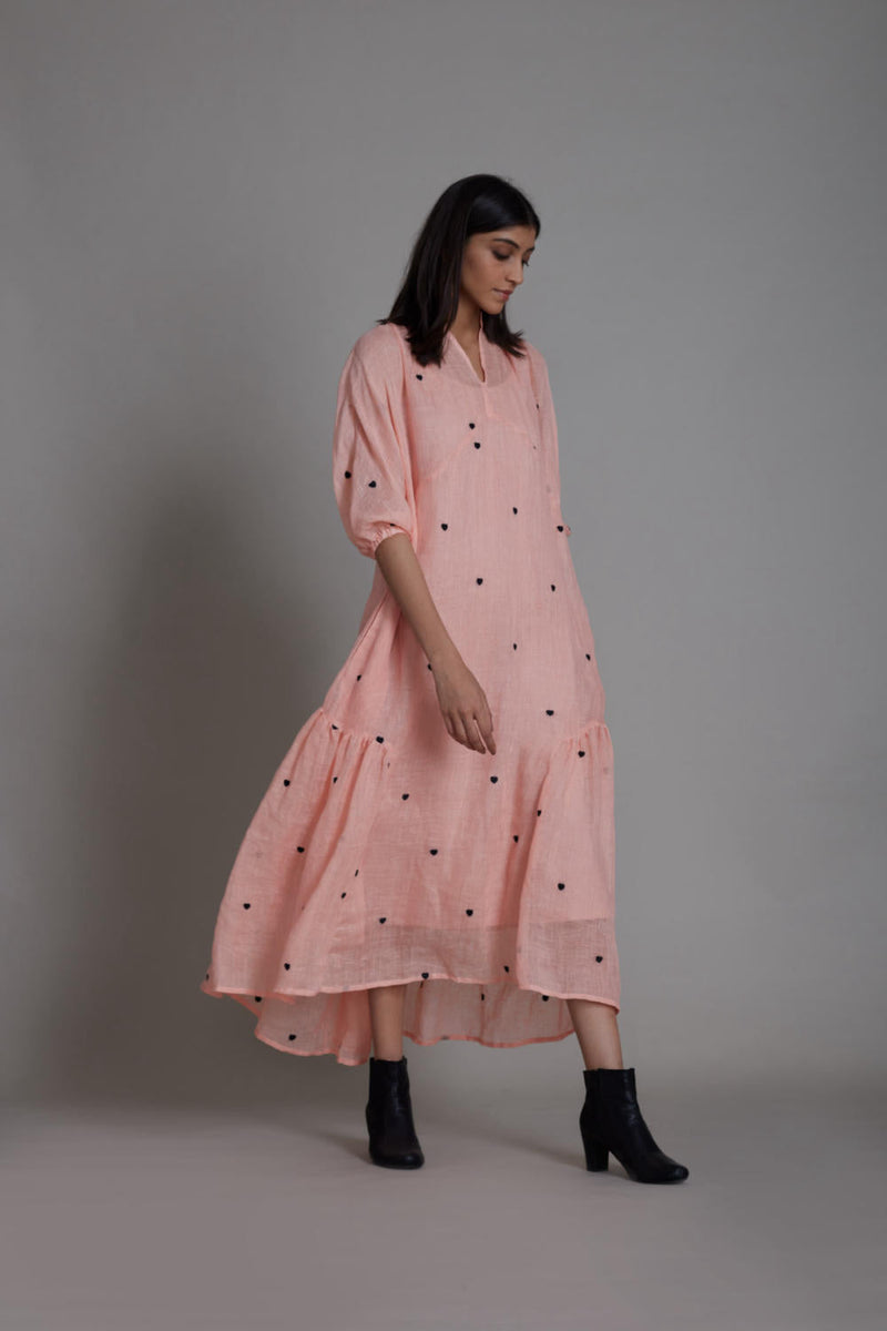MATI QUEEN OF HEART DRESS-PINK linen by Mati for women in Singapore