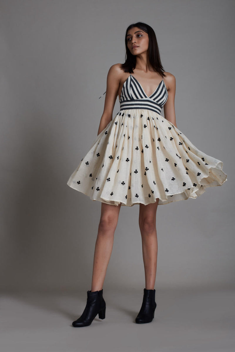 MATI RUMMY DRESS-OATMEAL CLUBS linen by Mati in white color for women in Singapore