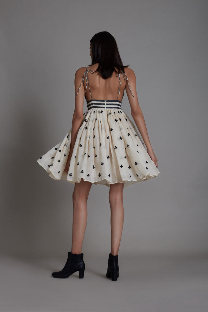 MATI RUMMY DRESS-OATMEAL CLUBS linen by Mati in white color for women in Singapore