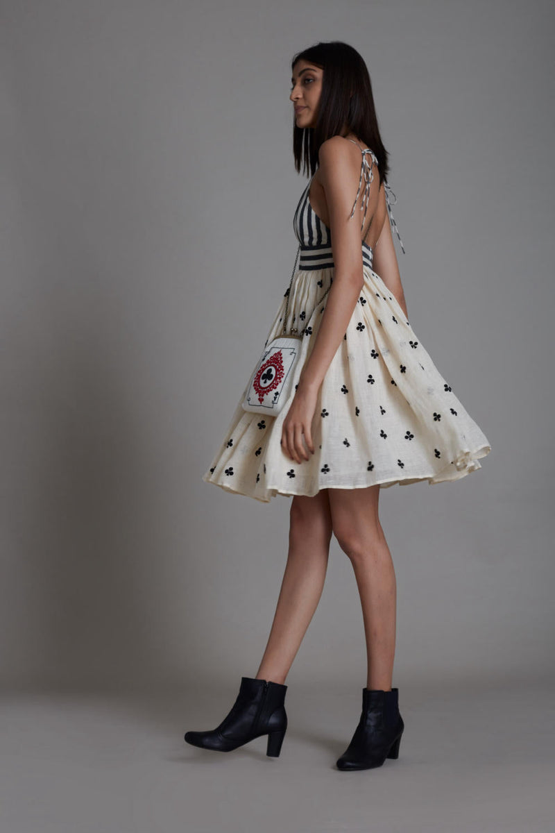 MATI RUMMY DRESS-OATMEAL CLUBS linen by Mati in white color for women in Singapore