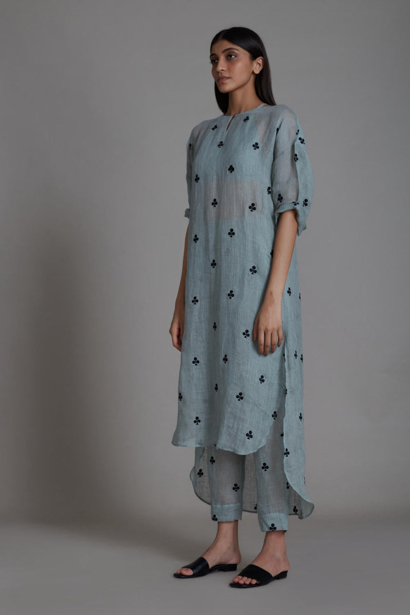 MATI SE TRUMP CARD PANTS-BLUE linen Bottoms by Mati for women in Singapore