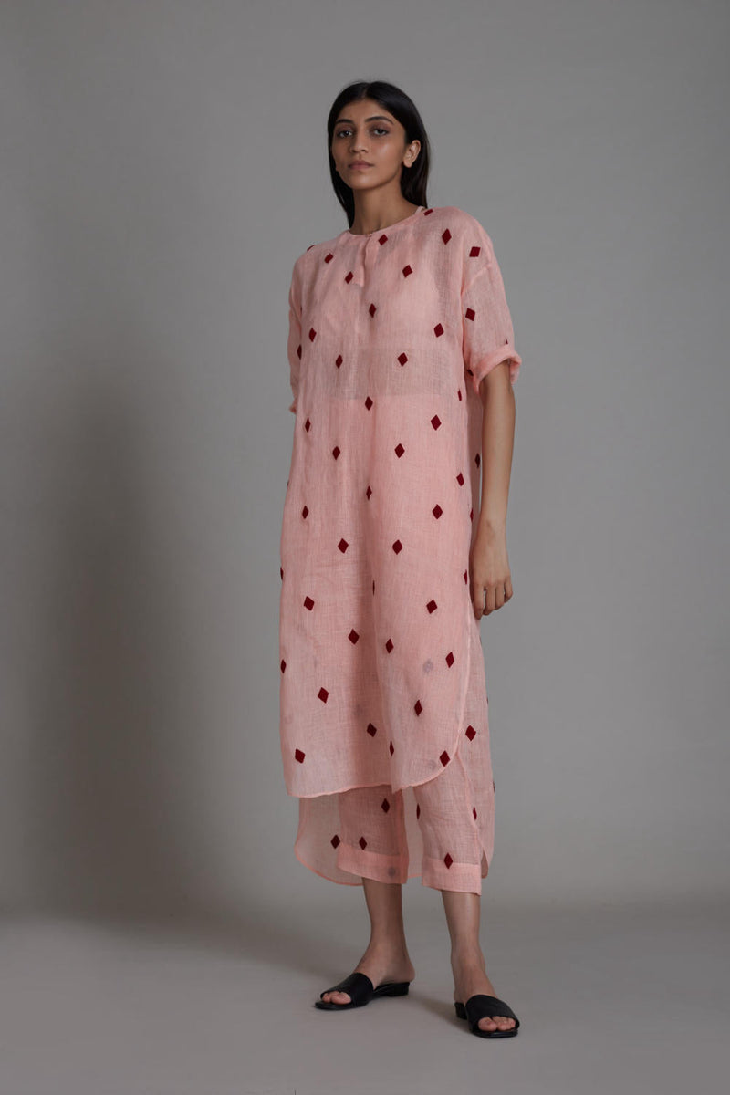 MATI SE TRUMP CARD PANTS-PINK linen Bottoms by Mati for women in Singapore
