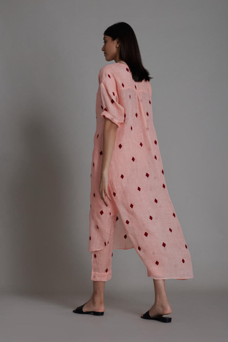 MATI SE TRUMP CARD PANTS-PINK linen Bottoms by Mati for women in Singapore