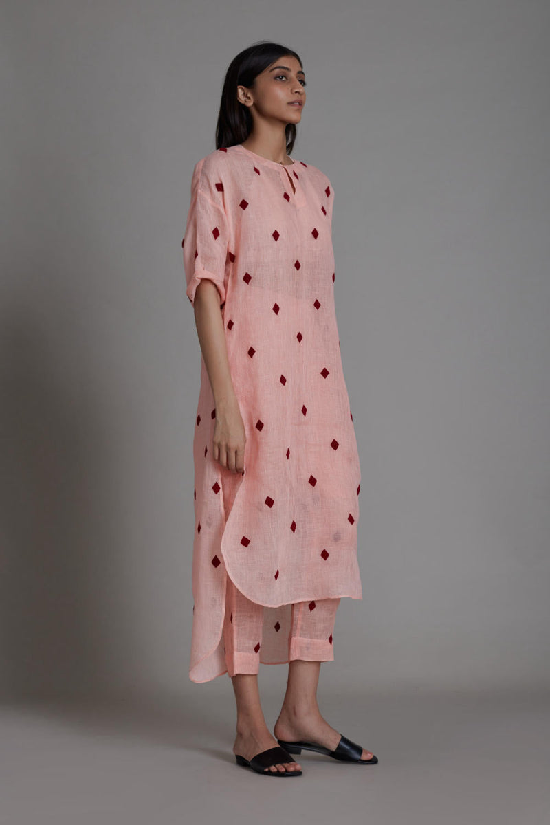 MATI SE TRUMP CARD PANTS-PINK linen Bottoms by Mati for women in Singapore