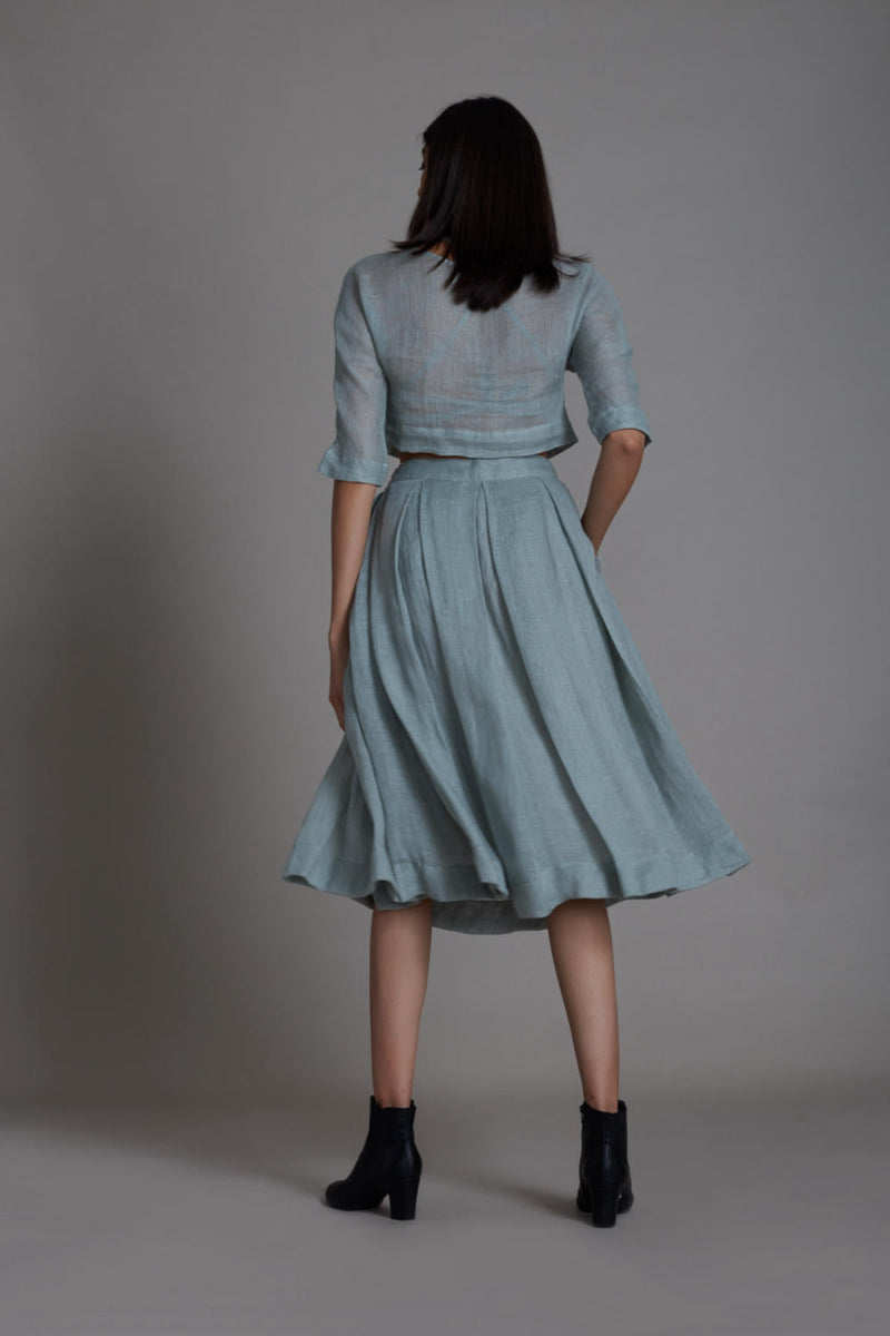 MATI SOLO SKIRT-BLUE linen Skirts by Mati for women in Singapore