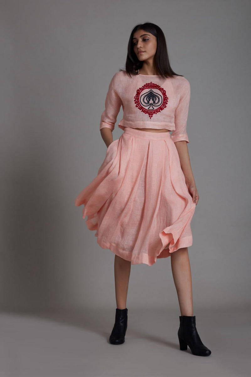 MATI SOLO SKIRT-PINK linen Skirts by Mati for women in Singapore