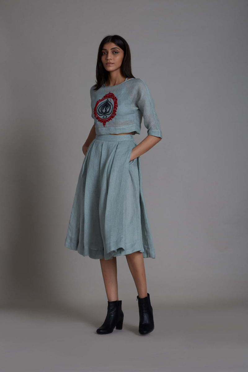 MATI SOLO SPADE TOP-BLUE linen Top & Tunics by Mati for women in Singapore
