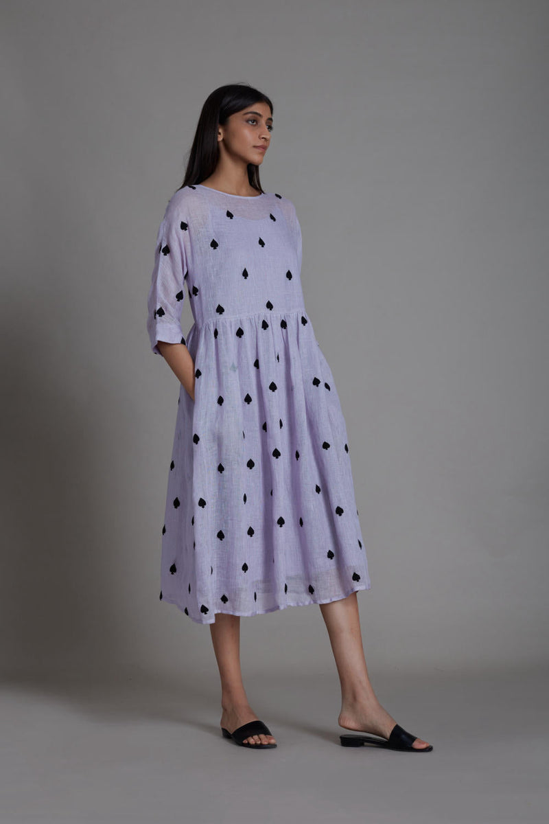 MATI TEEN PATTI DRESS-LAVENDER linen by Mati for women in Singapore