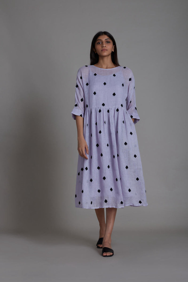 MATI TEEN PATTI DRESS-LAVENDER linen by Mati for women in Singapore