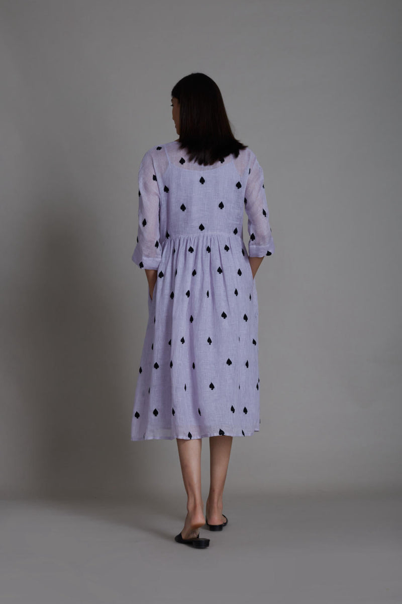 MATI TEEN PATTI DRESS-LAVENDER linen by Mati for women in Singapore
