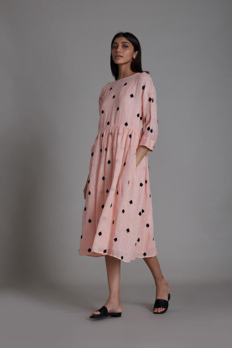 MATI TEEN PATTI DRESS-PINK linen by Mati for women in Singapore