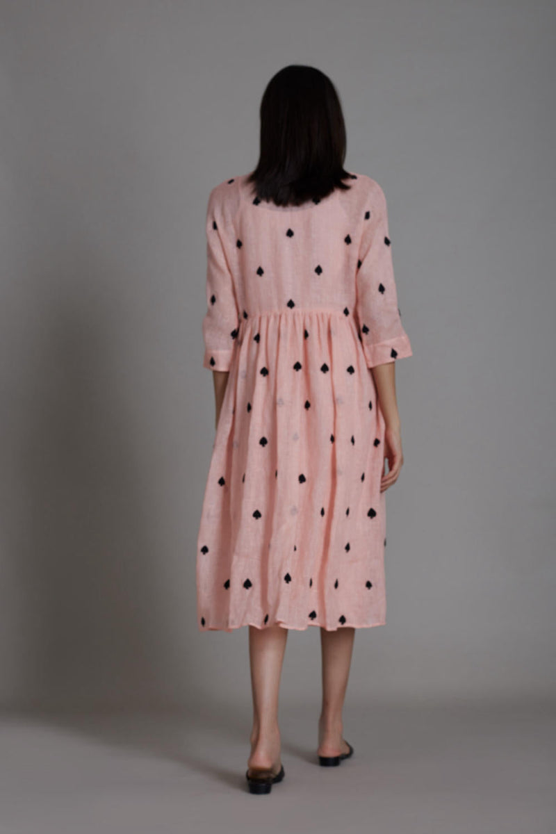 MATI TEEN PATTI DRESS-PINK linen by Mati for women in Singapore