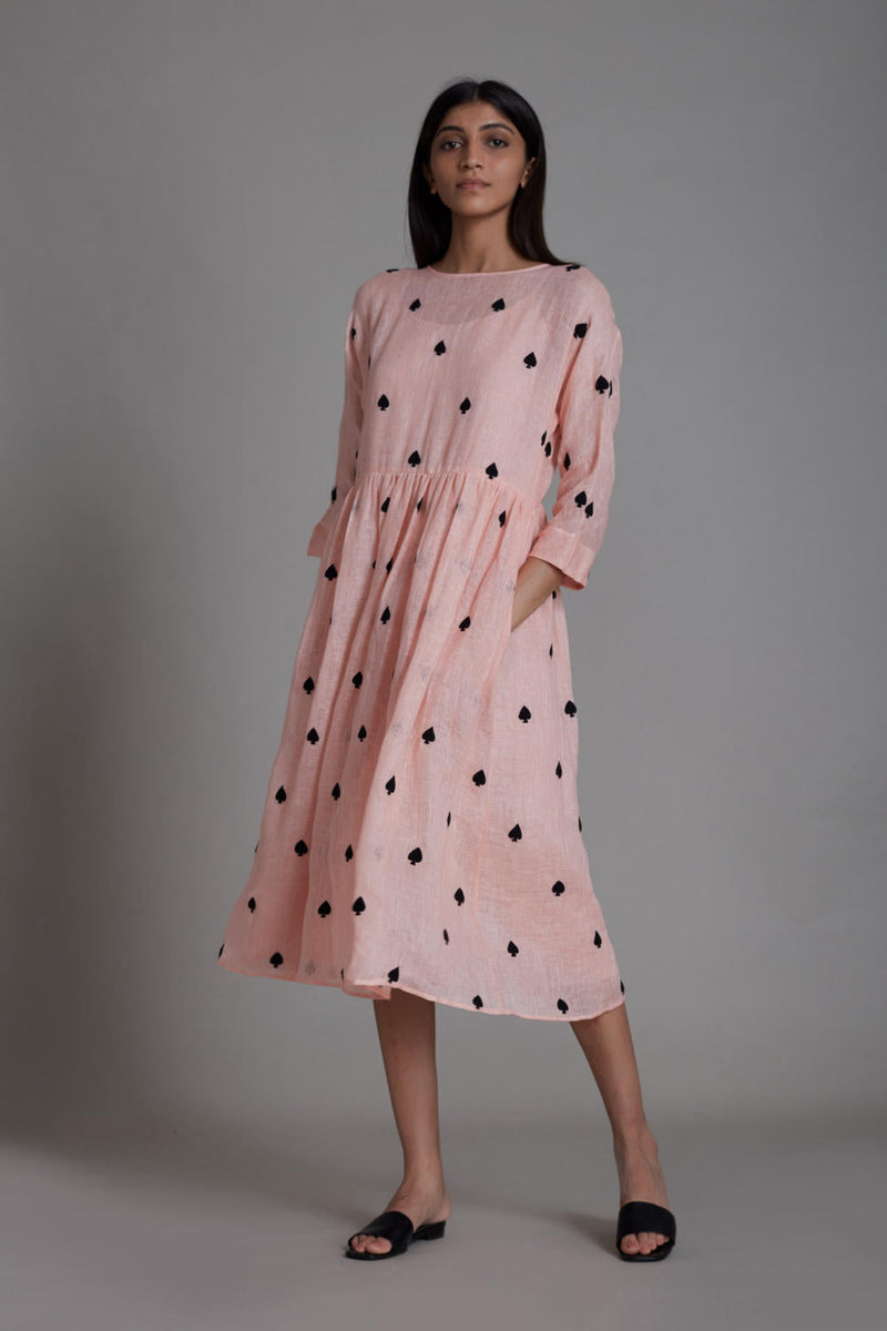 MATI TEEN PATTI DRESS-PINK linen by Mati for women in Singapore