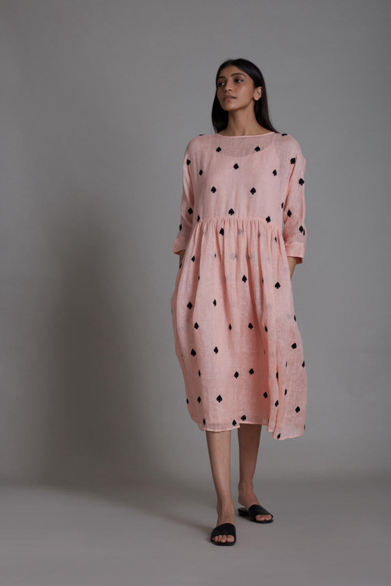 MATI TEEN PATTI DRESS-PINK linen by Mati for women in Singapore