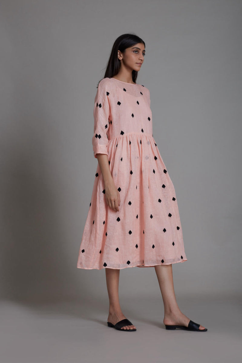 MATI TEEN PATTI DRESS-PINK linen by Mati for women in Singapore