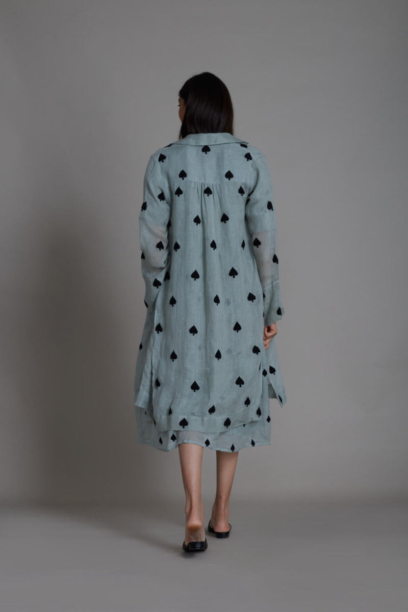 MATI TEEN PATTI JACKET-BLUE linen Jackets & Overlays by Mati for women in Singapore