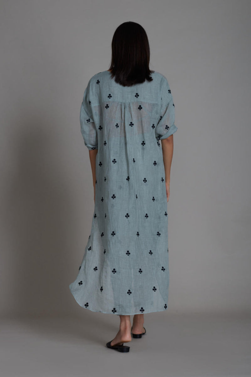 MATI TRUMP CARD TUNIC DRESS-BLUE linen Top & Tunics by Mati for women in Singapore