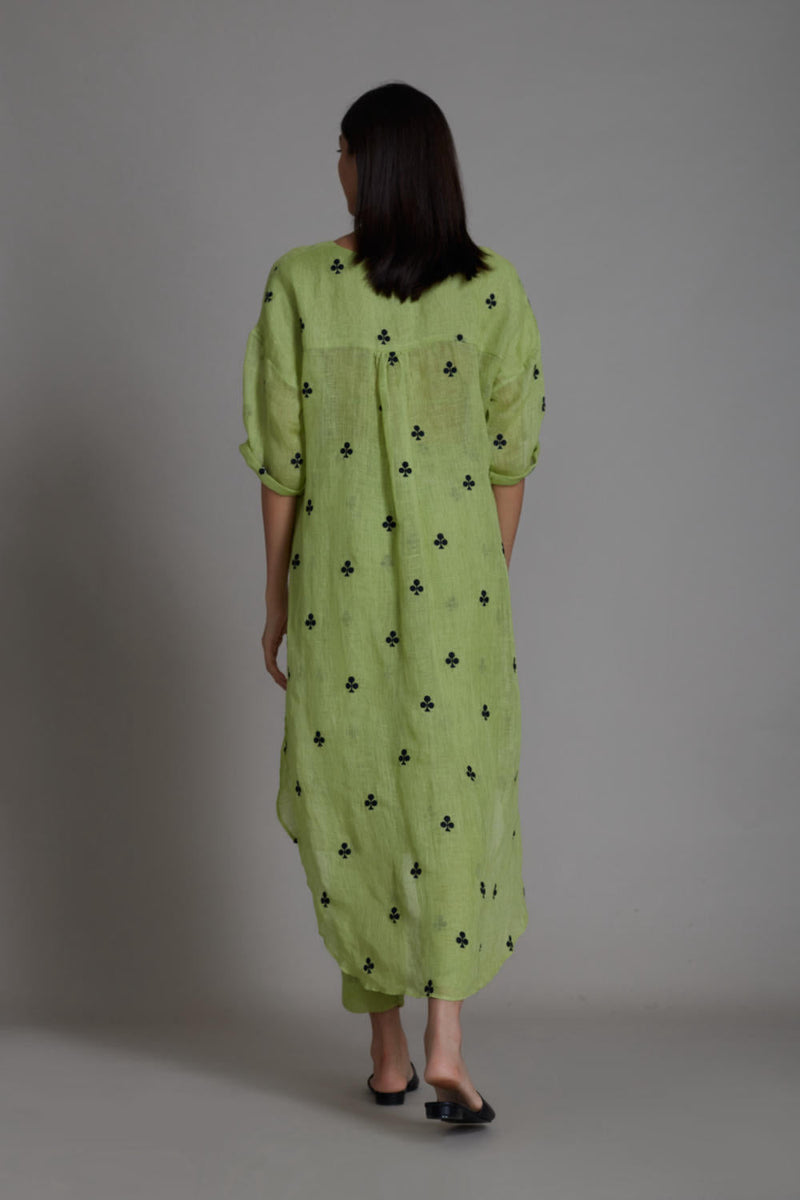 MATI TRUMP CARD TUNIC DRESS-GREEN linen Top & Tunics by Mati for women in Singapore