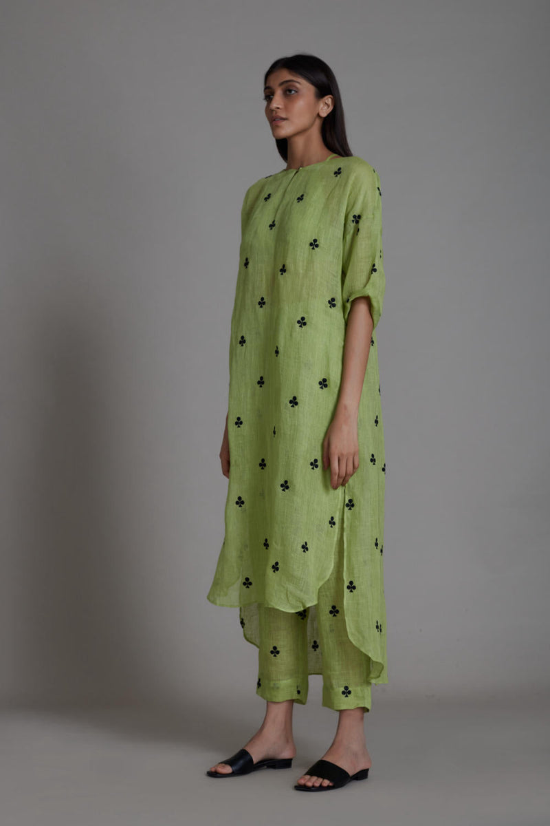 MATI TRUMP CARD TUNIC DRESS-GREEN linen Top & Tunics by Mati for women in Singapore
