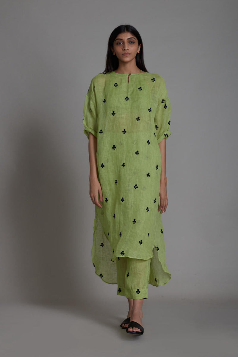 MATI TRUMP CARD TUNIC DRESS-GREEN linen Top & Tunics by Mati for women in Singapore
