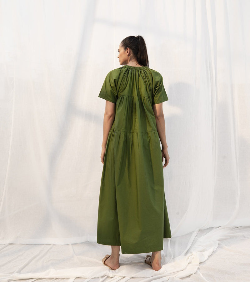 Meadow Dress by Khara Kapas in green for women in Singapore