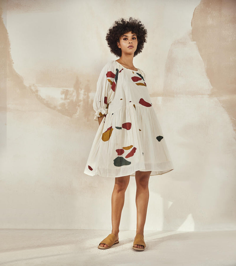 Med-Lay Dress by Khara Kapas in white for women in Singapore