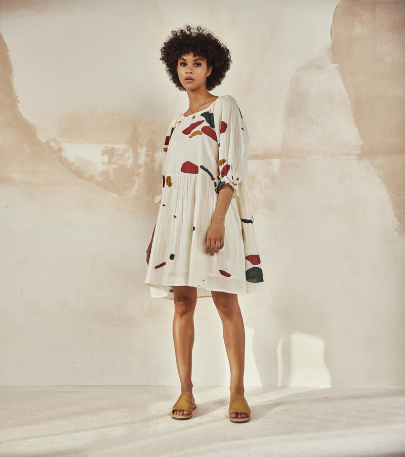 Med-Lay Dress by Khara Kapas in white for women in Singapore