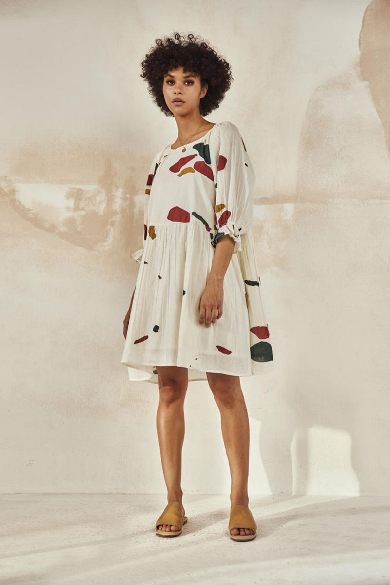 Med-Lay Dress by Khara Kapas in white for women in Singapore