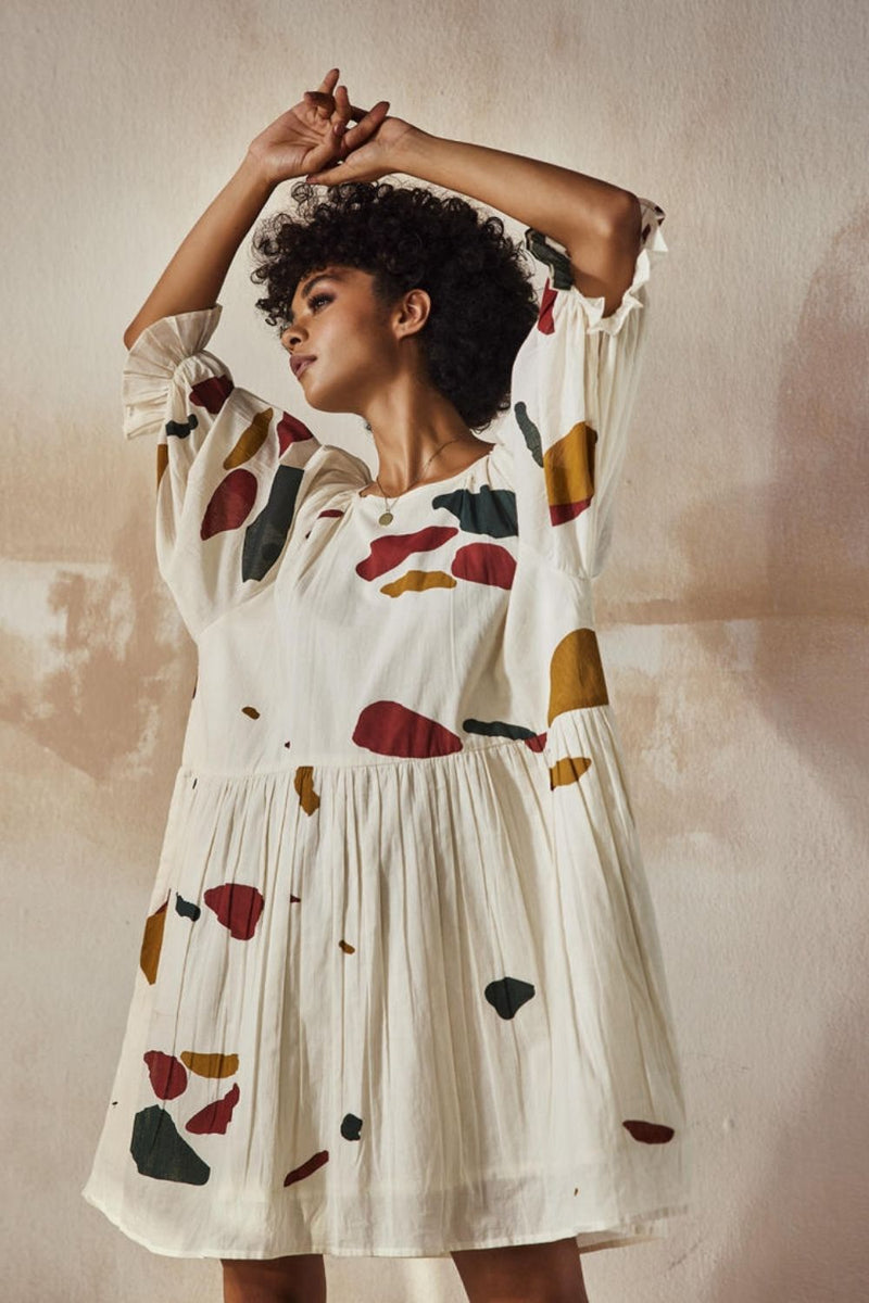 Med-Lay Dress by Khara Kapas in white for women in Singapore