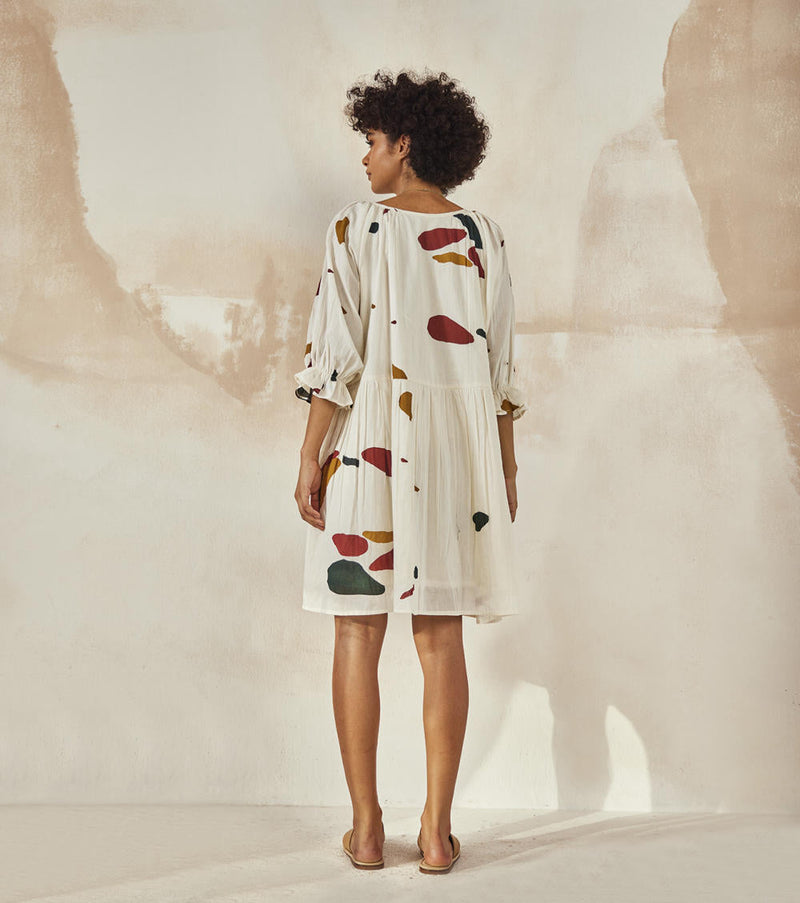 Med-Lay Dress by Khara Kapas in white for women in Singapore