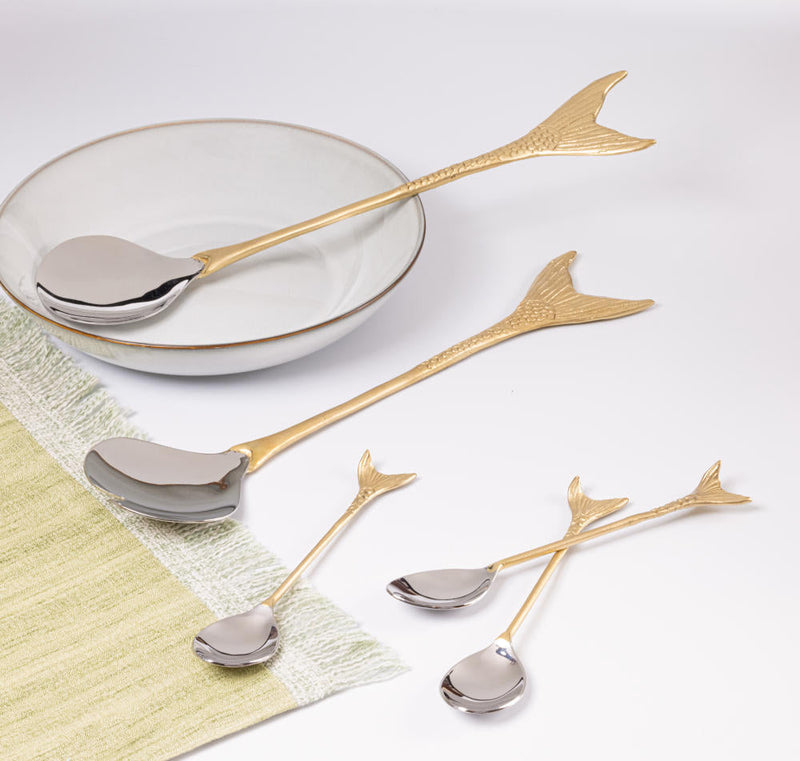 Mermaid Sona Chaandi Dessert Spoons-Set of 4 linen by Gado Living for in Singapore